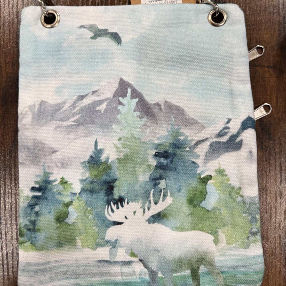 Alaska Outpost Moose Crossbody Shoulder Messenger Bag Travel ALASKA NWT​ - Picture 2 of 3
